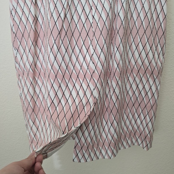 Boden Martha Sz 6A Fold‎ Sheath Pencil Dress White Pink Diamond Print Feminine - Picture 6 of 10